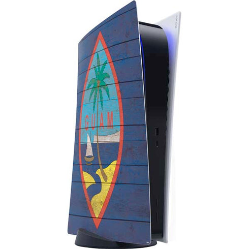 Guam Flag Dark Wood PlayStation PS5 Skins